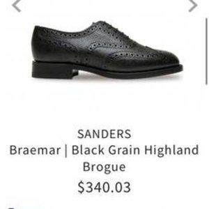 SANDERS Braemar Black Grain Highland Brogues Size UK 12